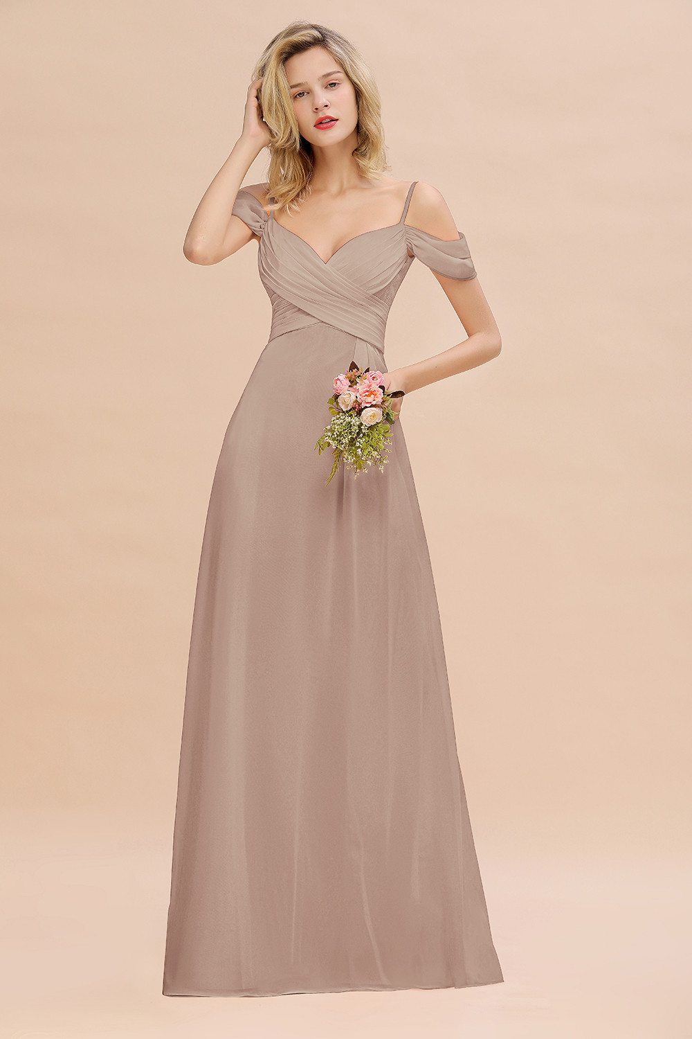 Spaghetti Straps Sweetheart Ruffles Bridesmaid Dress