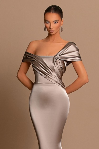 Beautiful Long Mermaid One Shoulder Satin Formal Prom Dresses