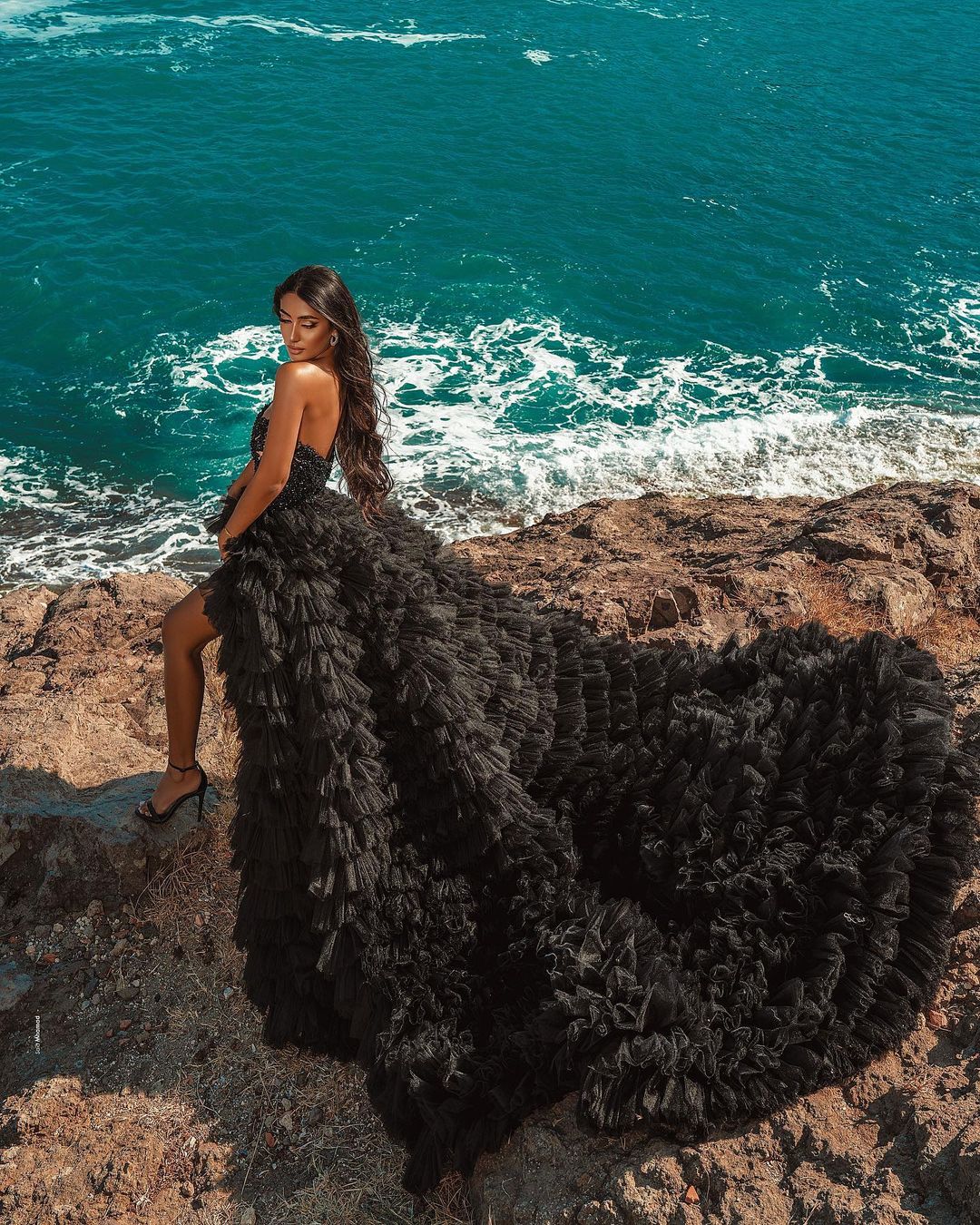 Black Beach High Low Sweetheart Tulle Formal Evening Dresses