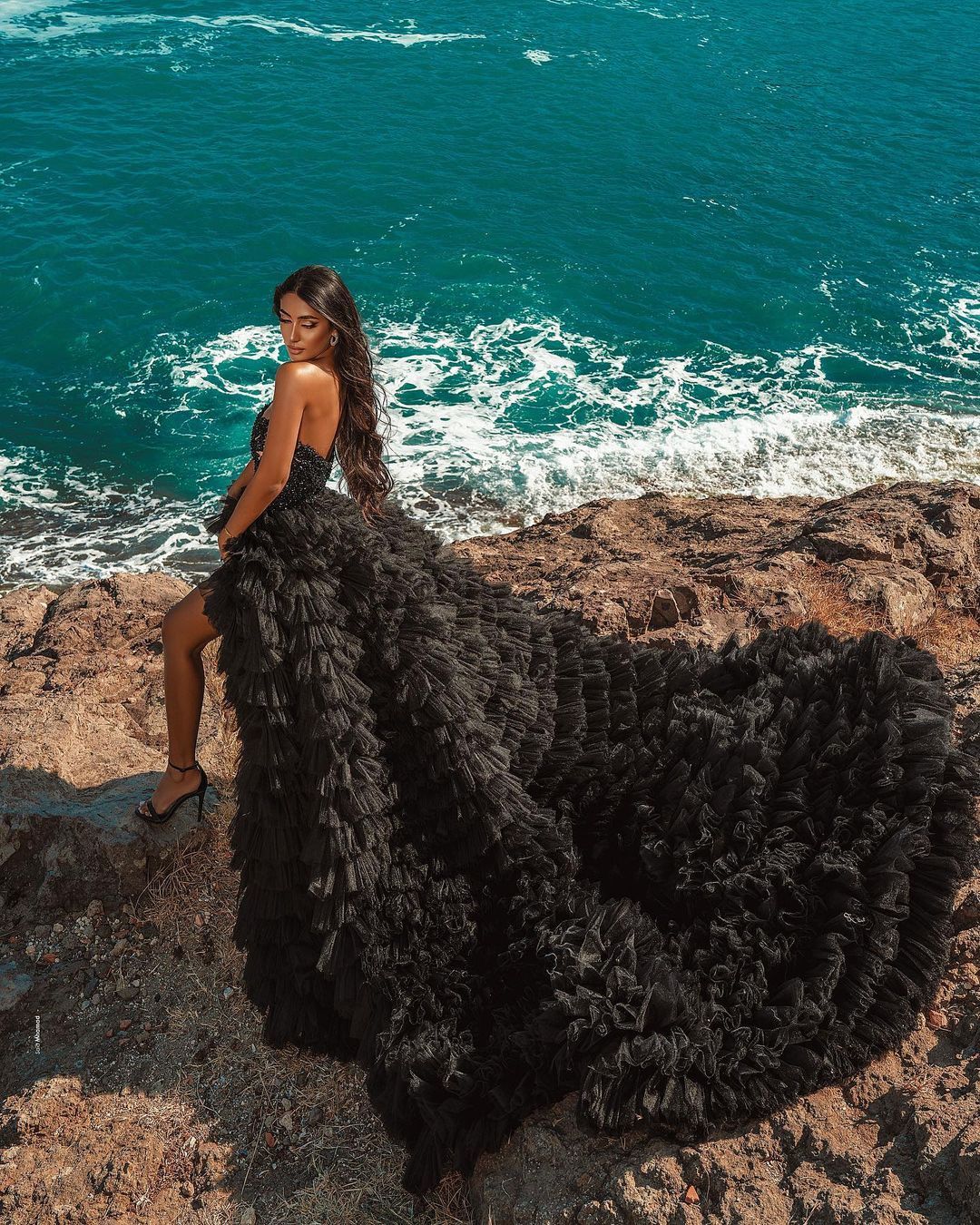 Black Beach High Low Sweetheart Tulle Formal Evening Dresses