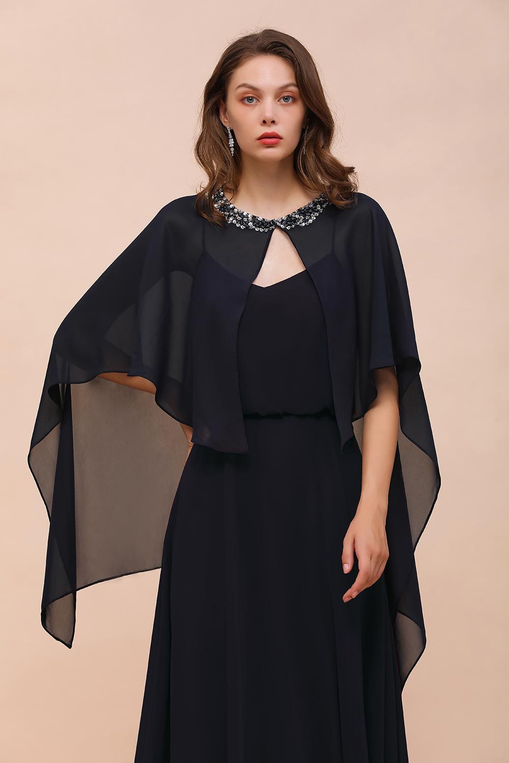 BM1090 Chiffon Dark Navy Special Occasions Wrap