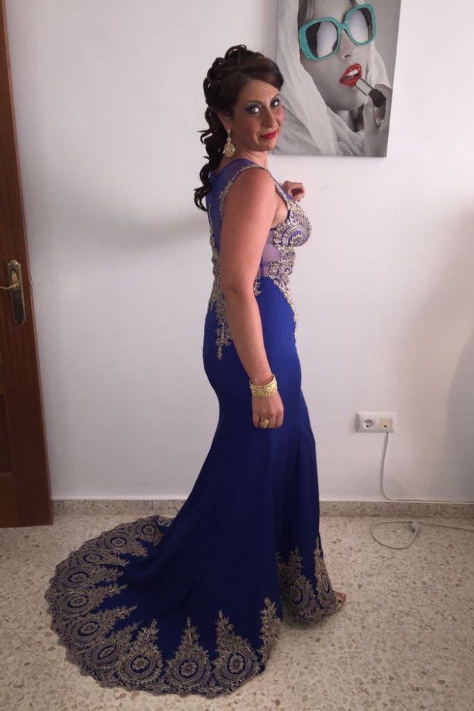 Mermaid Appliques Chiffon Court Train Evening Dress