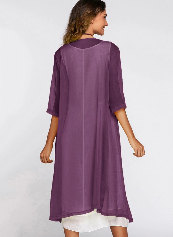 Floral Wrap Round Neckline Midi X-line Dress