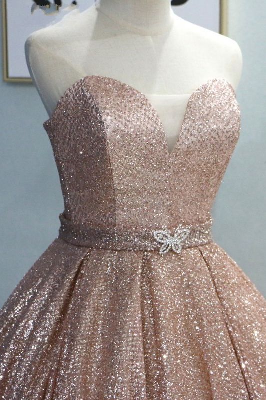 Shiny Sweetheart Sequins Floor-length Ruffles Princess Prom Dress