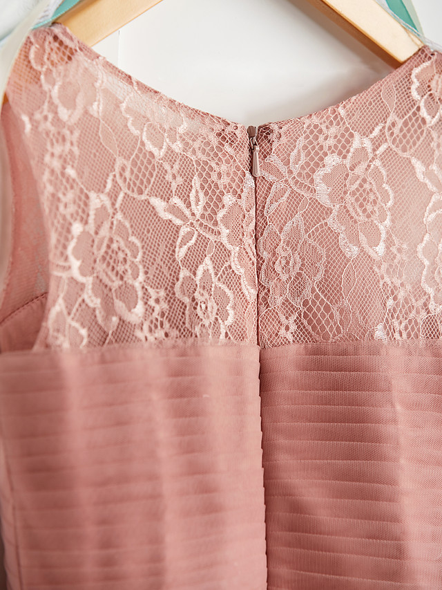 Long Crew Neck Tulle Junior Bridesmaid Dress A-line Flower Girl Dresses