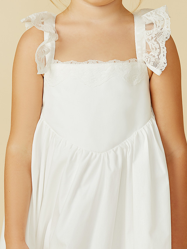 A-Line Ankle Length Wedding / First Communion Flower Girl Dresses - Lace / Cotton Sleeveless Straps With Pleats