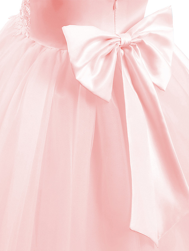 Short Ball Gown Tulle Flower Girl Dresses White First Communion Dresses