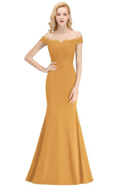 Mermaid Off-the-shoulder Long Appliques Bridesmaid Dress