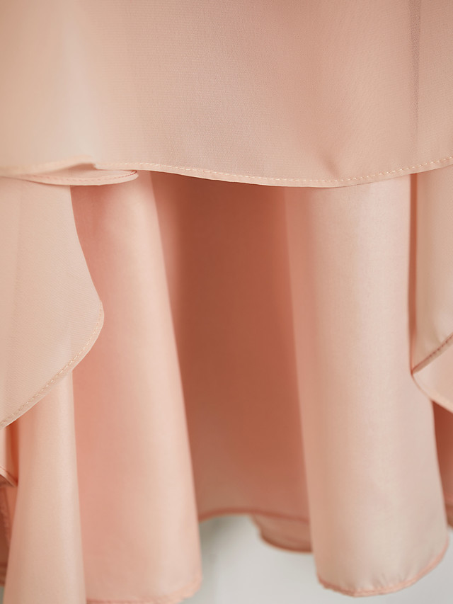 A-Line V Neck Maxi Chiffon Junior Bridesmaid Dress With Sash / Ribbon / Ruching