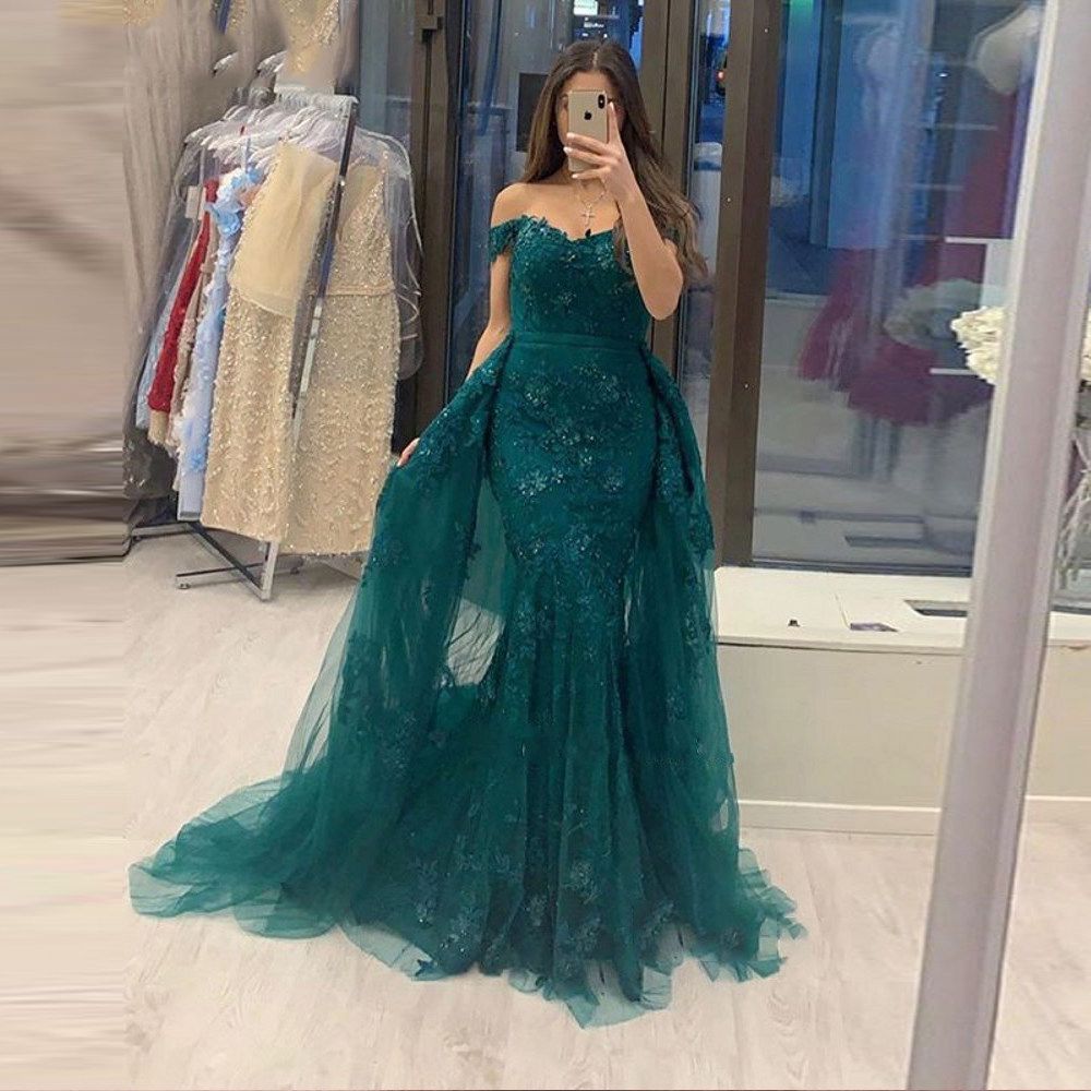Elegant Off-the-shoulder Sweetheart A-line Floor-length Tulle Appliques Lace Prom Dress