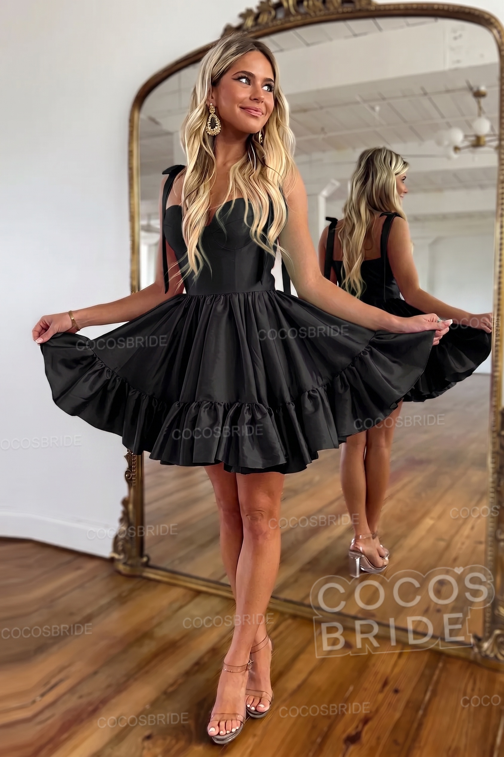 Simple Pink A-Line Short Satin Sweetheart Homecoming Dress