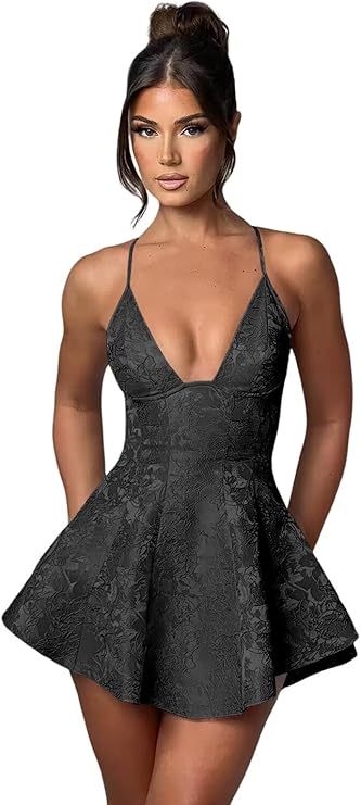 Short A-line Halter Satin Ruffle Jacquard Backless Homecoming Dress - CoCosBride