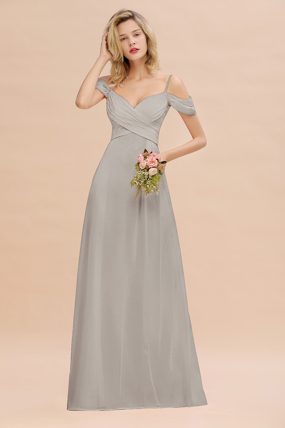 Spaghetti Straps Sweetheart Ruffles Bridesmaid Dress