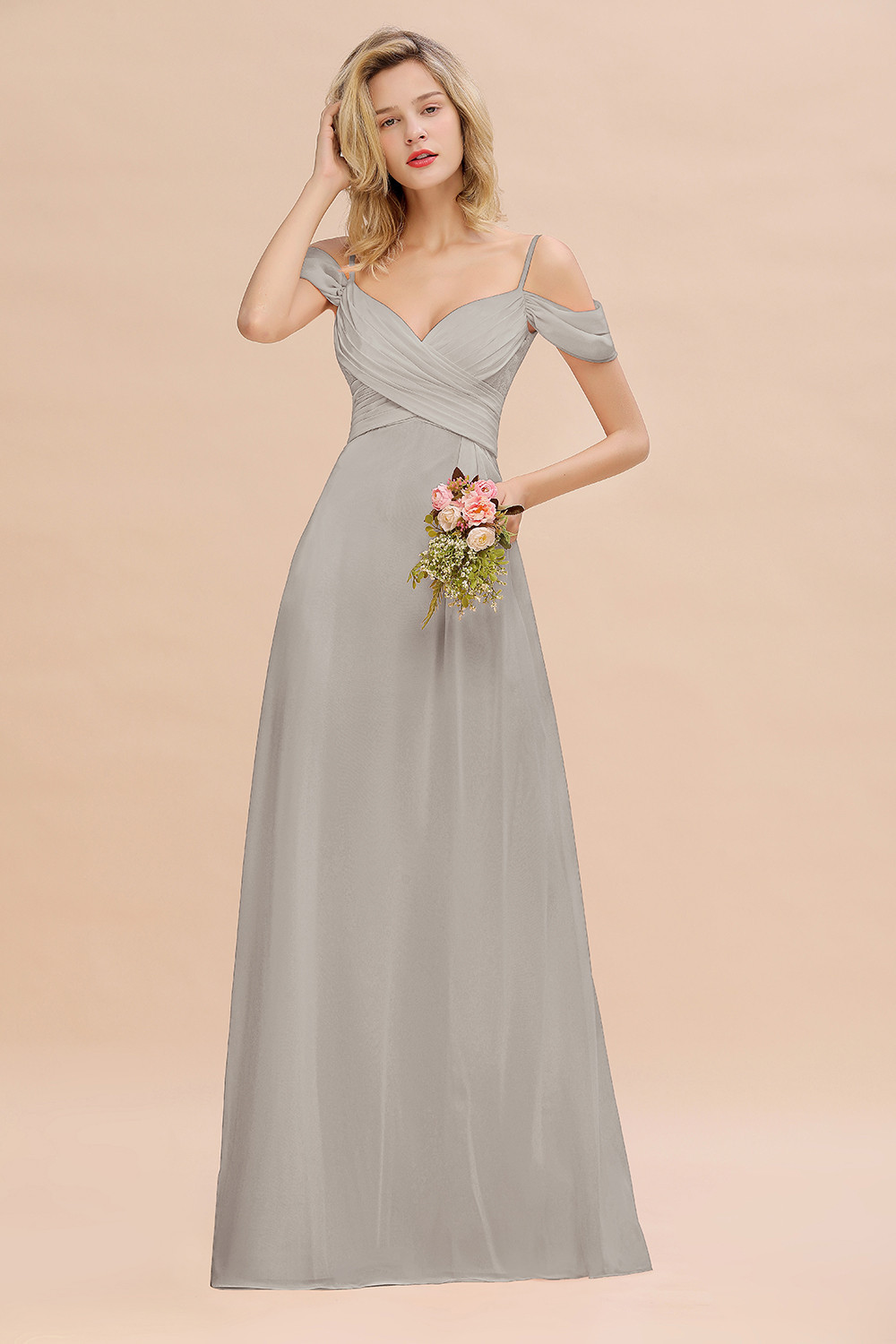 Spaghetti Straps Sweetheart Ruffles Bridesmaid Dress
