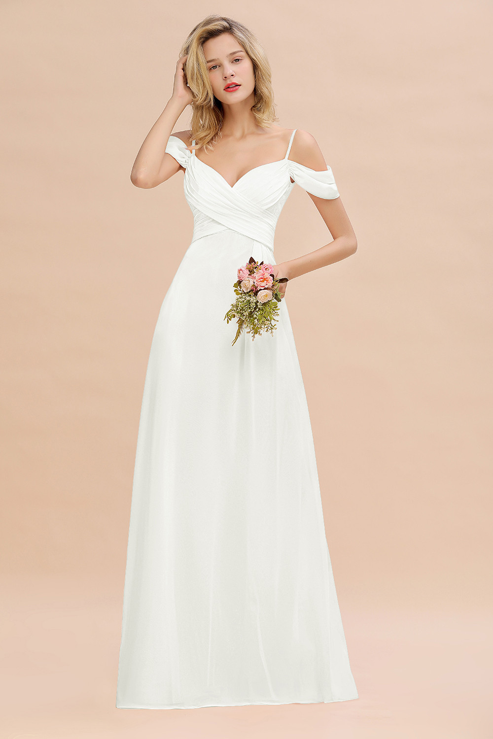 Spaghetti Straps Sweetheart Ruffles Bridesmaid Dress