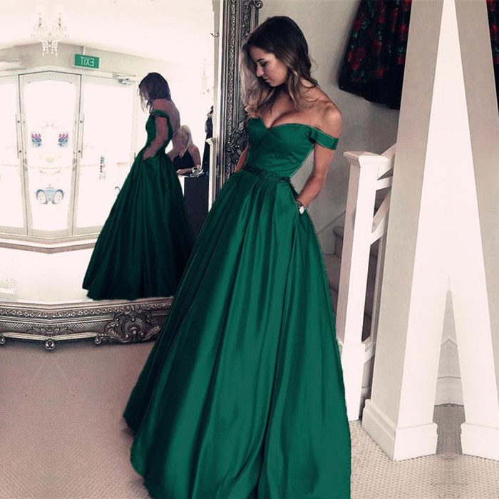 homecoming dresses 2000s Cocomelody A-Line Satin Prom Dress with Pockets CS0408  COCOMELODY
