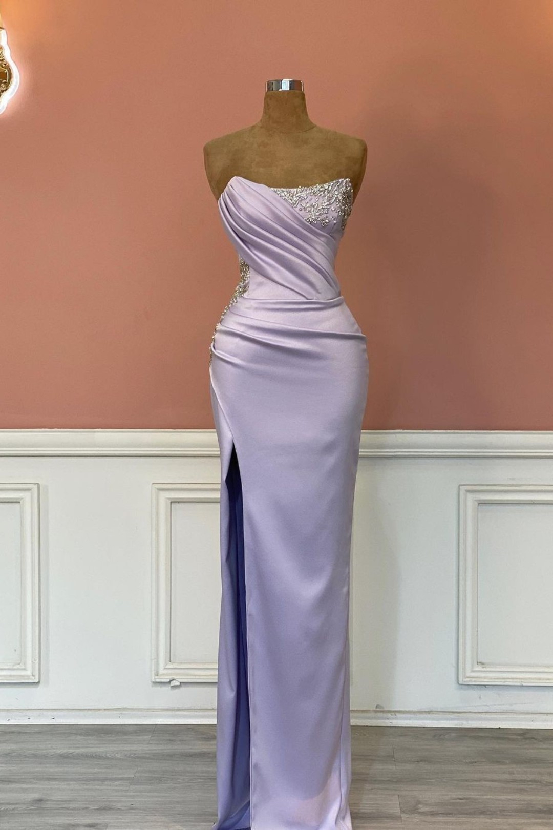 Strapless MermaId Long Mermaid Prom Dress with Slit and Appliques