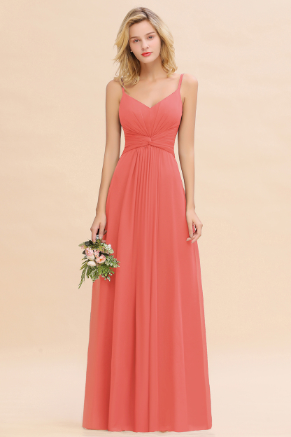 Elegant A-line Ruffles Spaghetti Straps Bridesmaid Dress