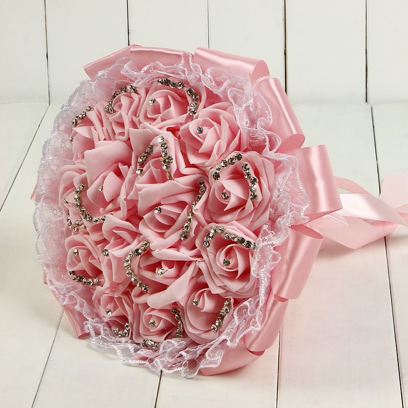 Glitter Crystal Beading Wedding Bouquets with Lace