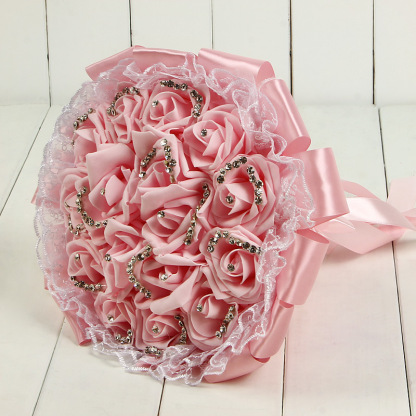 Glitter Crystal Beading Wedding Bouquets with Lace