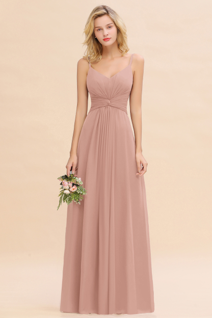 Elegant A-line Ruffles Spaghetti Straps Bridesmaid Dress