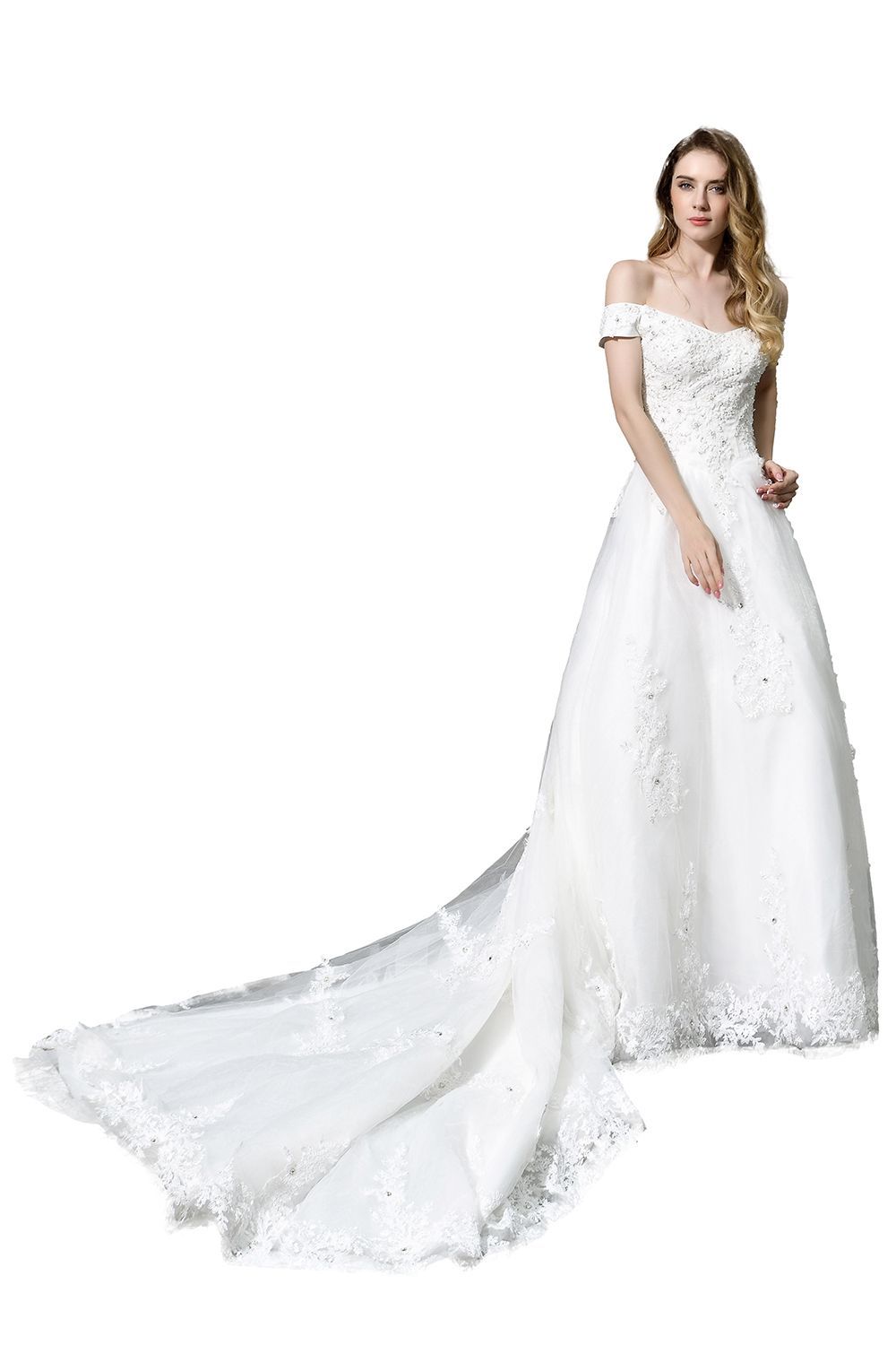 Lace Off the Shoulder Beading Mermaid Wedding Dress