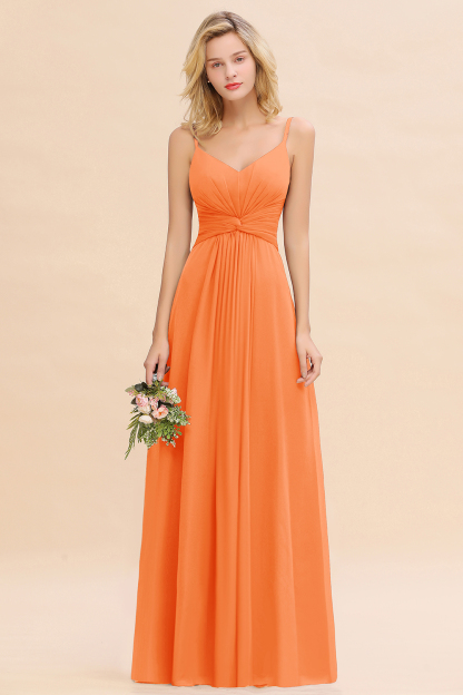 Elegant A-line Ruffles Spaghetti Straps Bridesmaid Dress