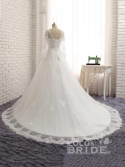 Gorgeous Long Sleeves Lace Tulle A-line Wedding Dresses