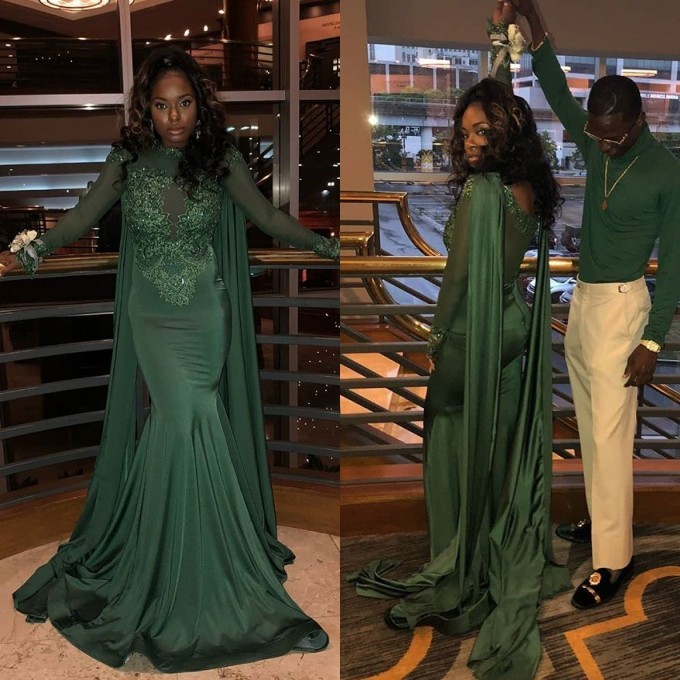 Elegant Jewel Stretch Satin Mermaid Prom Dress
