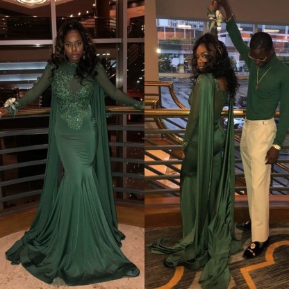 Elegant Jewel Stretch Satin Mermaid Prom Dress