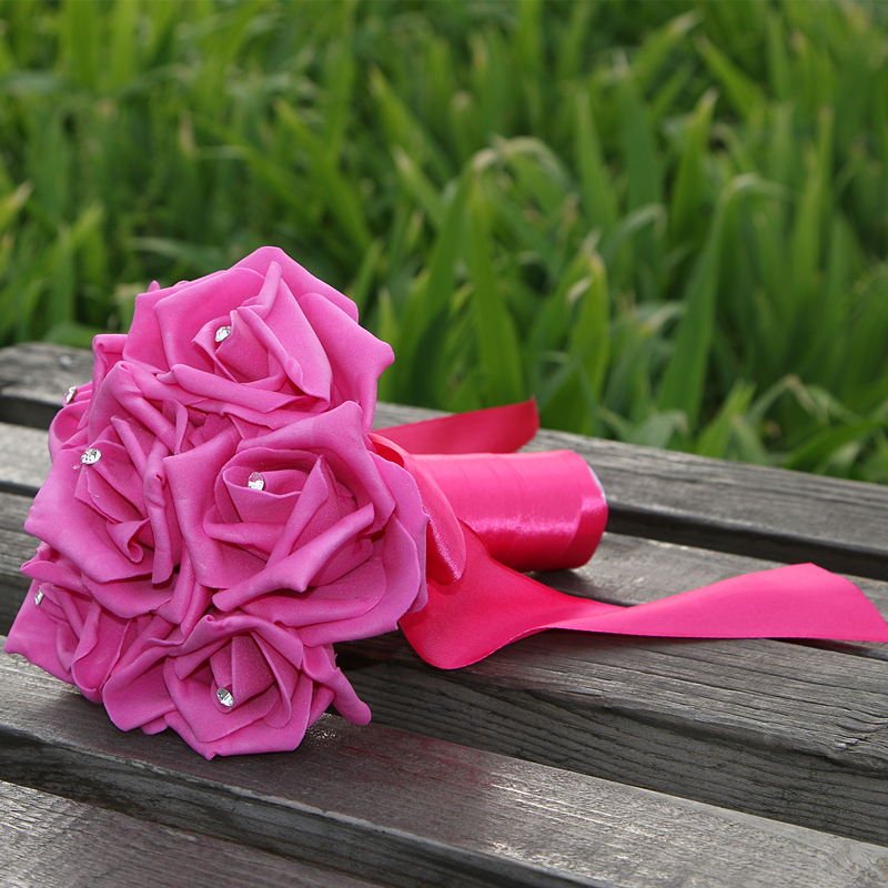 Simple Silk Rose wedding Bouquet in Multiple Colors