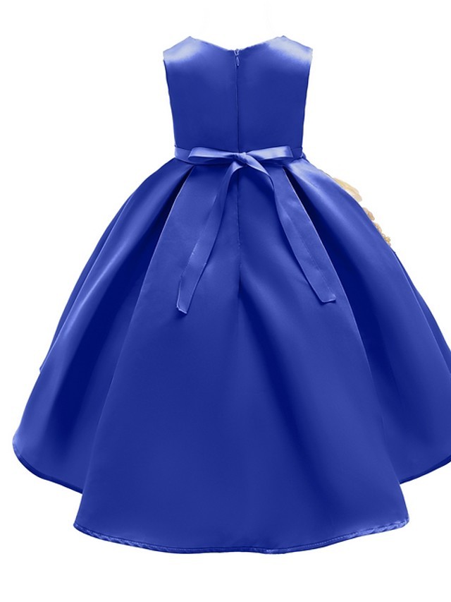 Ball Gown Ankle Length Pageant Flower Girl Dresses - Polyester Sleeveless Jewel Neck With Appliques