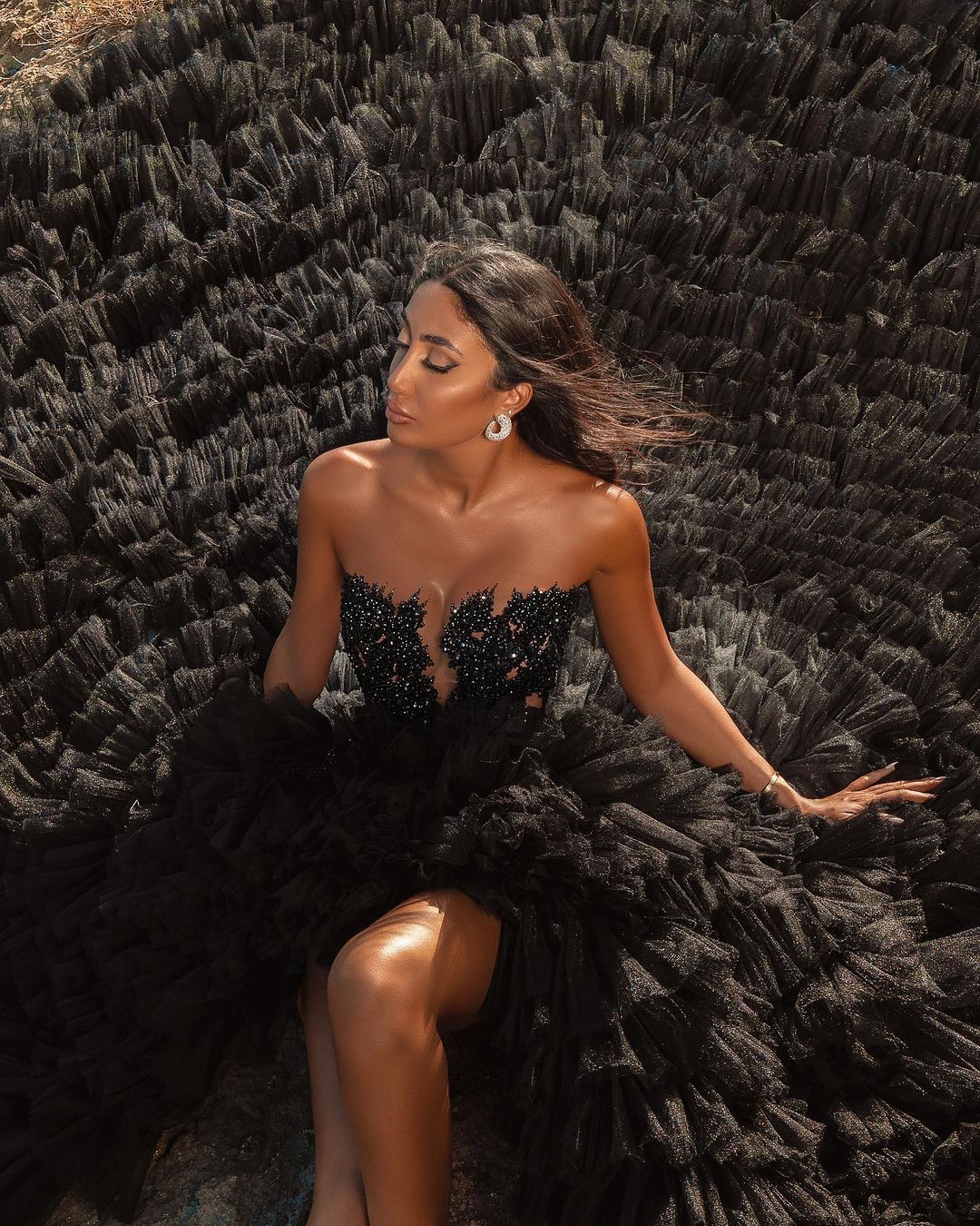 Black Beach High Low Sweetheart Tulle Formal Evening Dresses