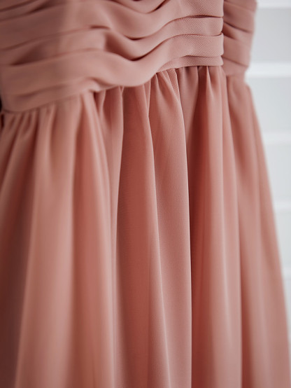 Long A-Line V Neck Chiffon Junior Bridesmaid Dress