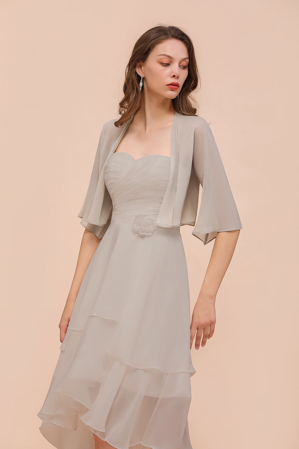 BM1083 Silver Half Sleeves Chiffon Special Occasions Wraps