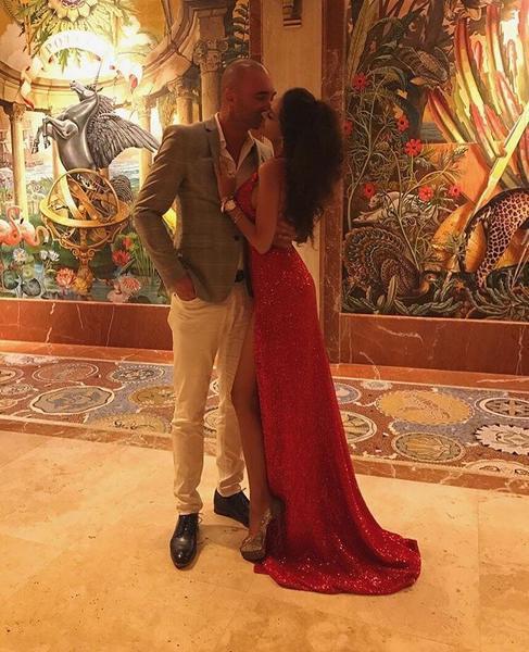 Simple Red Long Mermaid V-neck Sequin Backless Prom Dress with Slit