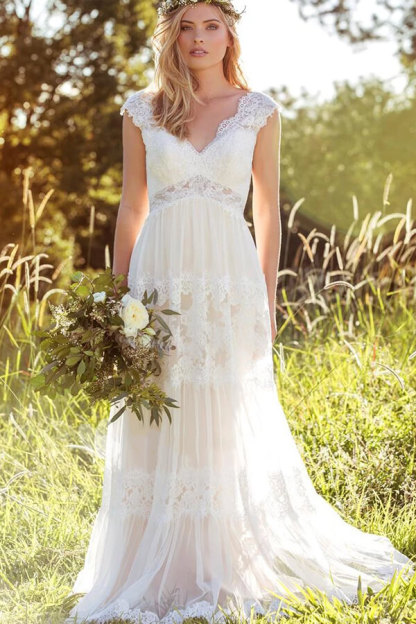 Elegant Long A-line Sweetheart Lace Tulle Wedding Dress