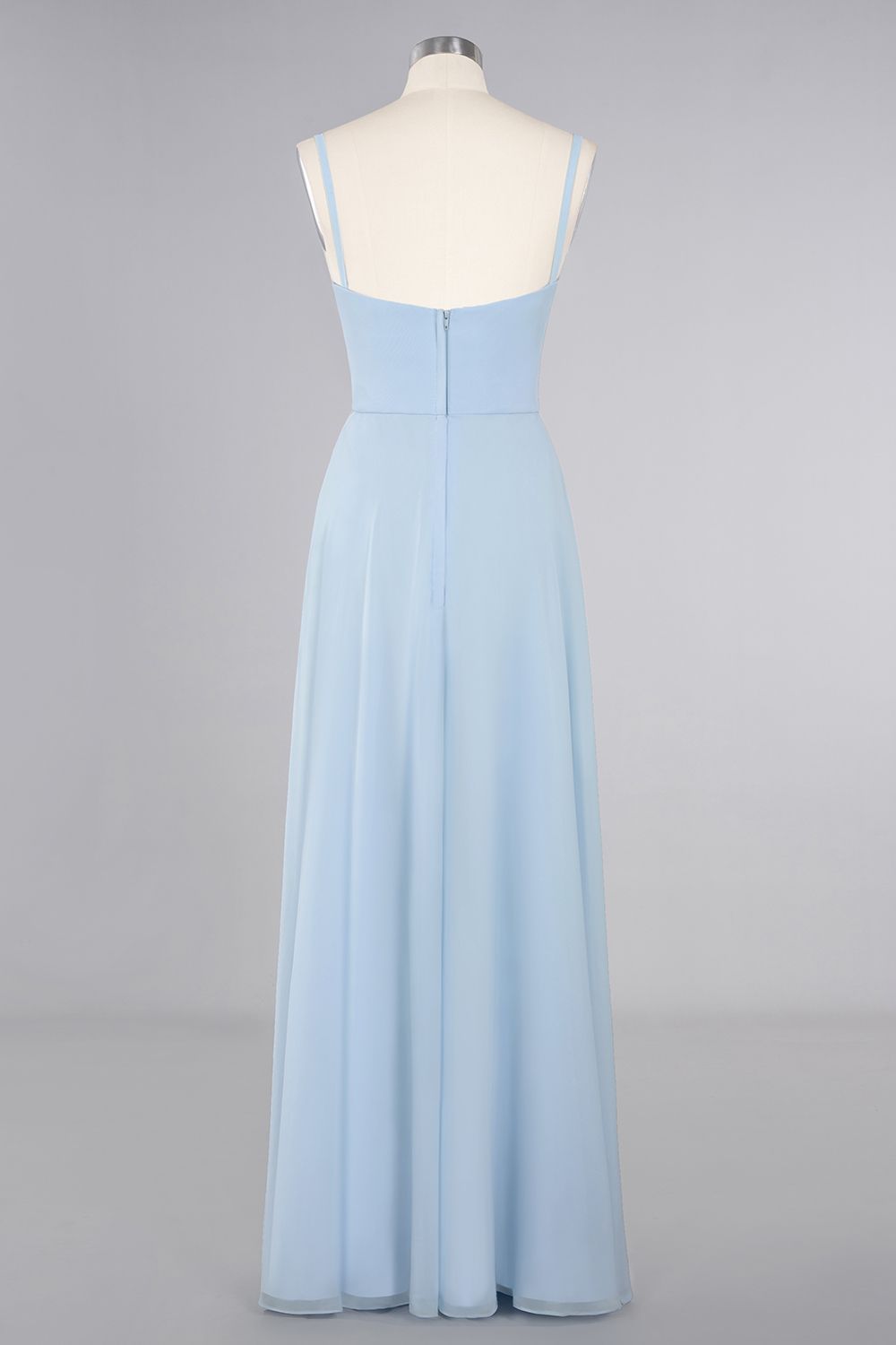 Vintage Spaghetti Straps V-neck A-line Chiffon Floor-length Bridesmaid Dress With Split