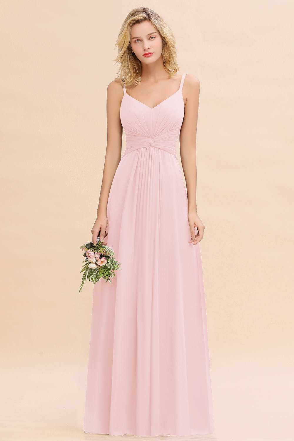 Elegant A-line Ruffles Spaghetti Straps Bridesmaid Dress