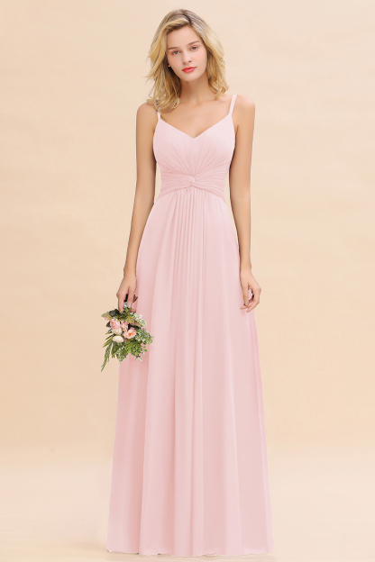 Elegant A-line Ruffles Spaghetti Straps Bridesmaid Dress