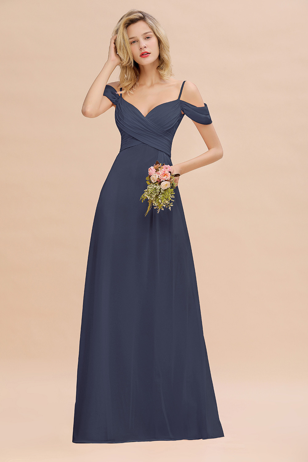 Spaghetti Straps Sweetheart Ruffles Bridesmaid Dress