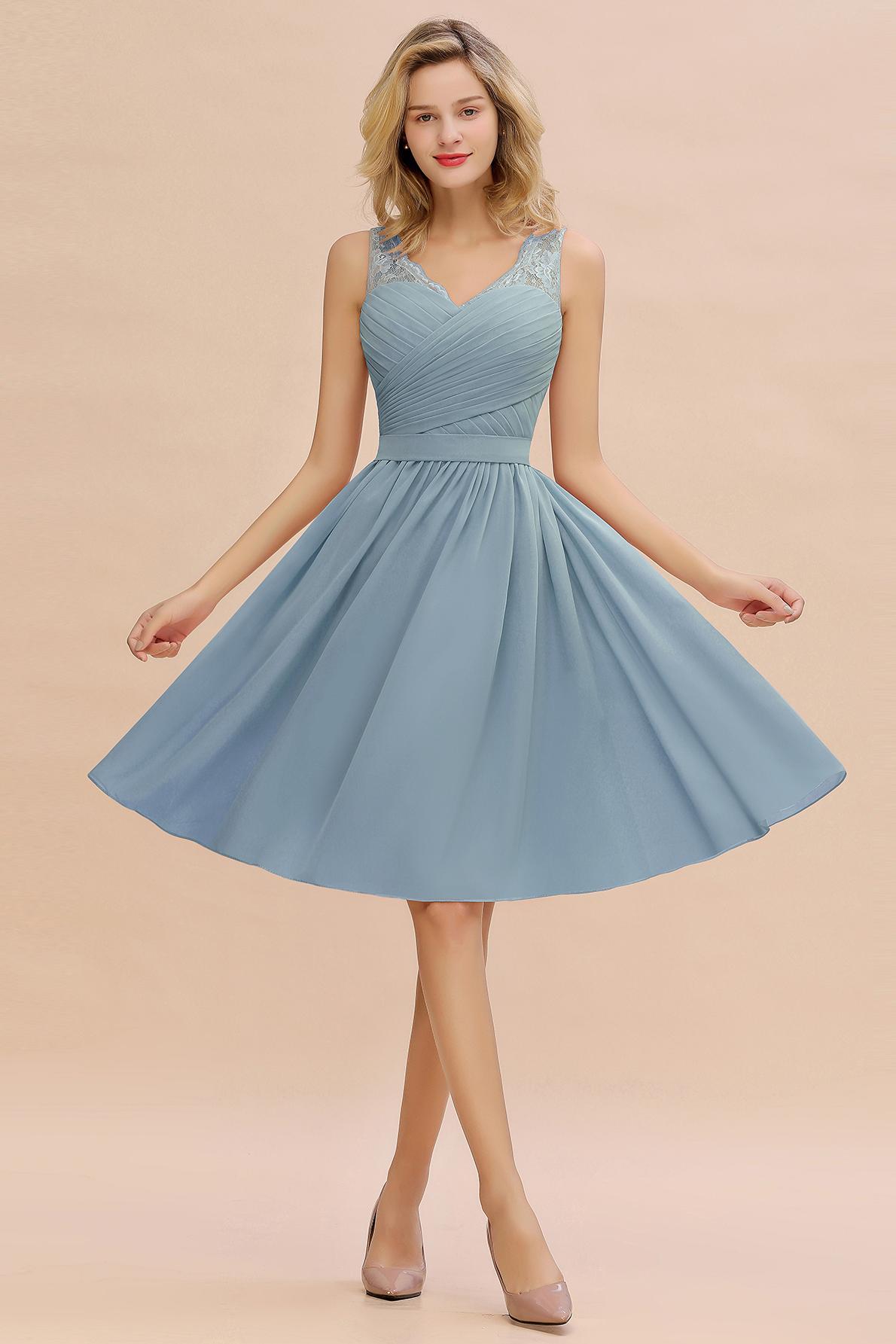 Elegant A-line Chiffon Sleeveless Knee Length Bridesmaid Dress