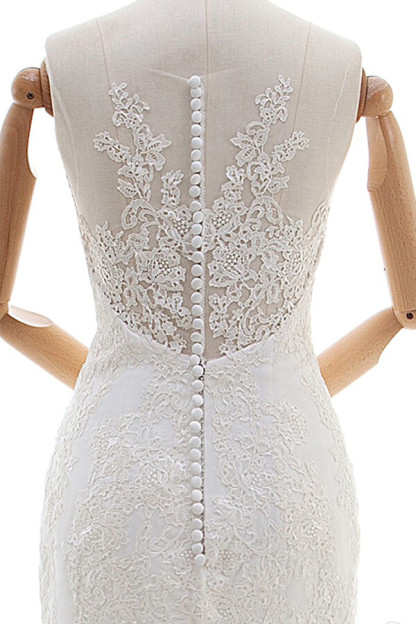 Gorgeous Long Sweetheart Appliques Lace Tulle Mermaid Wedding Dress