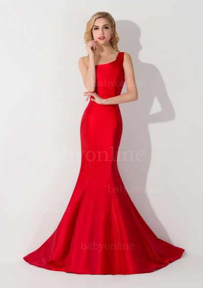 Mermaid Satin One-Shoulder Sleeveless Floor-Length Bridesmaid Dress