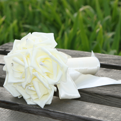 Simple Silk Rose wedding Bouquet in Multiple Colors
