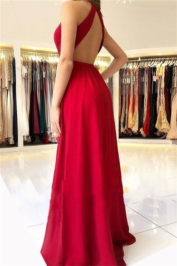 Best Halter Split Front A-line Prom Dress