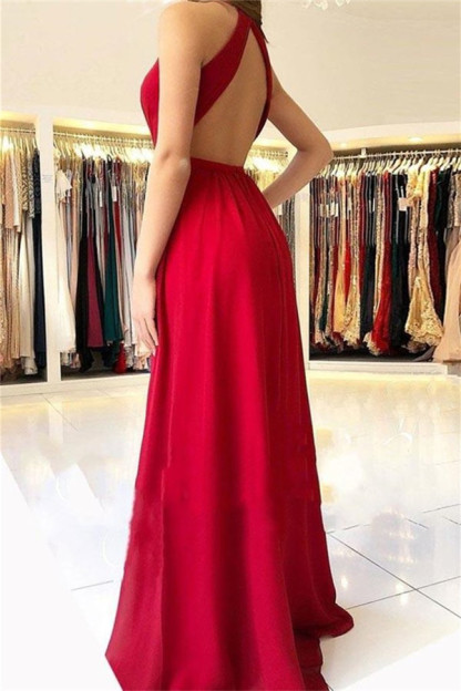 Best Halter Split Front A-line Prom Dress