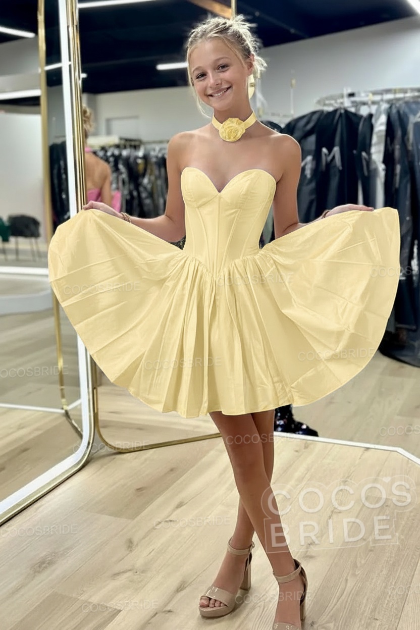 Sweetheart A-Line Short Satin Homecoming Dress