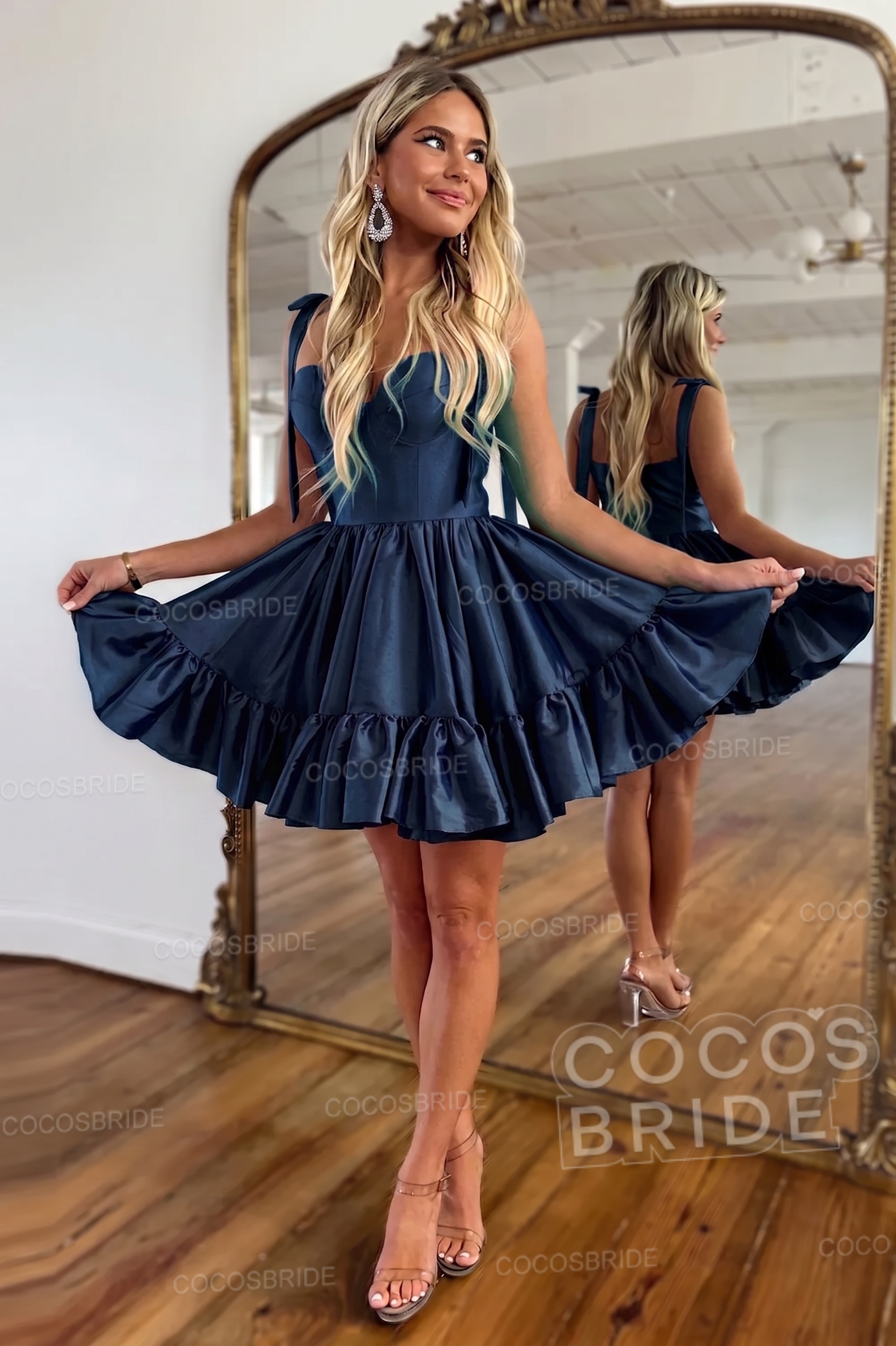 Simple Pink A-Line Short Satin Sweetheart Homecoming Dress