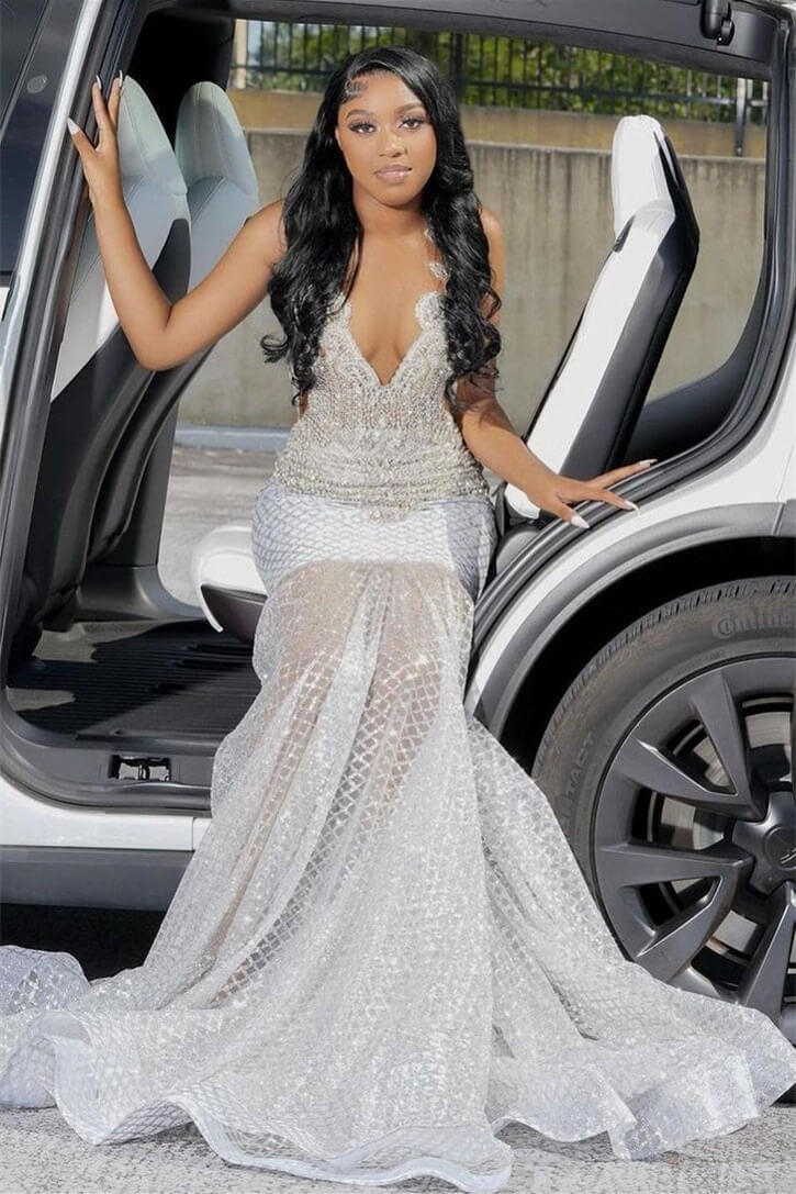 sparkly beaded prom dresses Portia and Scarlett Corset Beaded Prom Dress PS22036 main image 1